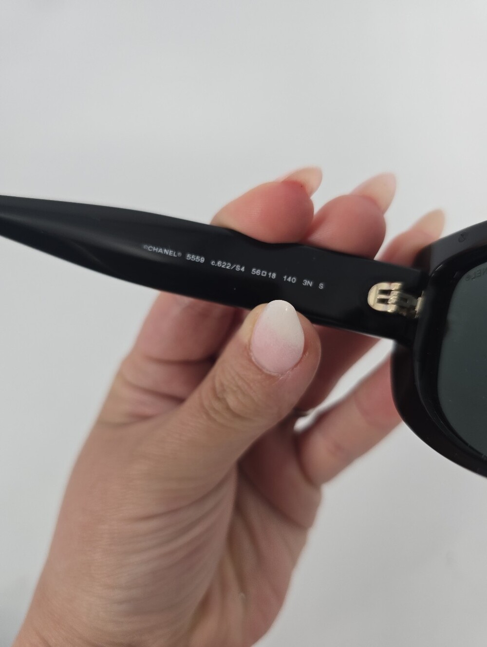 Chanel Black Acetate Rectangle Women's Sunglasses 5559 c.622/S4 Spellout Logo - Picture 5 of 10